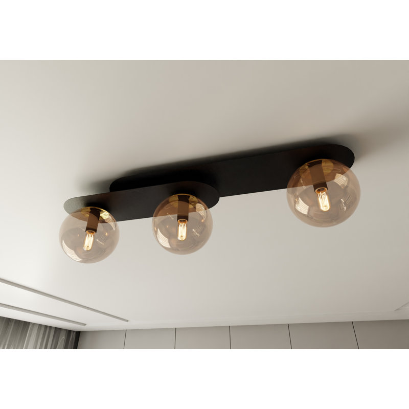 McTurck Glass Flush Mount, Amber, 21cm H x 23cm W x 20.5cm D