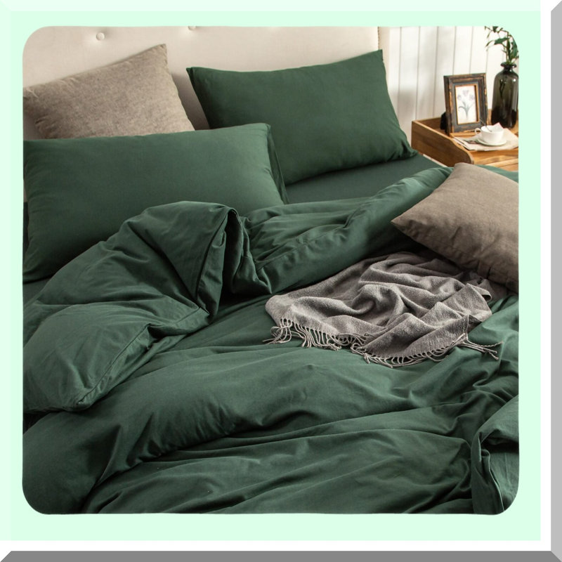 Forest Green Cotton Comfort Pillowcases - Set of 2, Super Soft Jersey Knit, Breathable Queen Size 20" x 30", Comfy Bedding Essentials