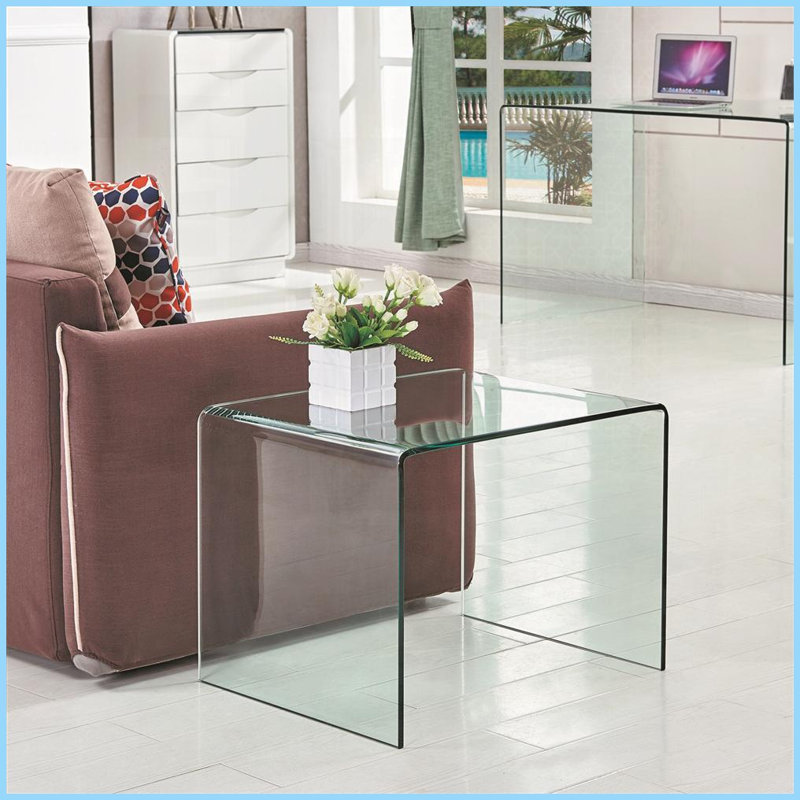 Table basse en verre trempé transparent pour le salon, table d'appoint polyvalente facile à nettoyer sans assemblage requis