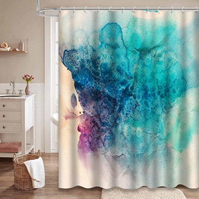 Rideau de douche bleu imperméable, rideaux de douche pour la salle de bain avec 12 crochets