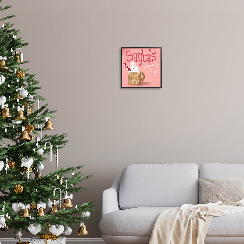 «Santa's Chocolate Cafe Sign» par The Evening Evening Post - impression sur bois, H 12 po x l 12 po x P 1,5 po
