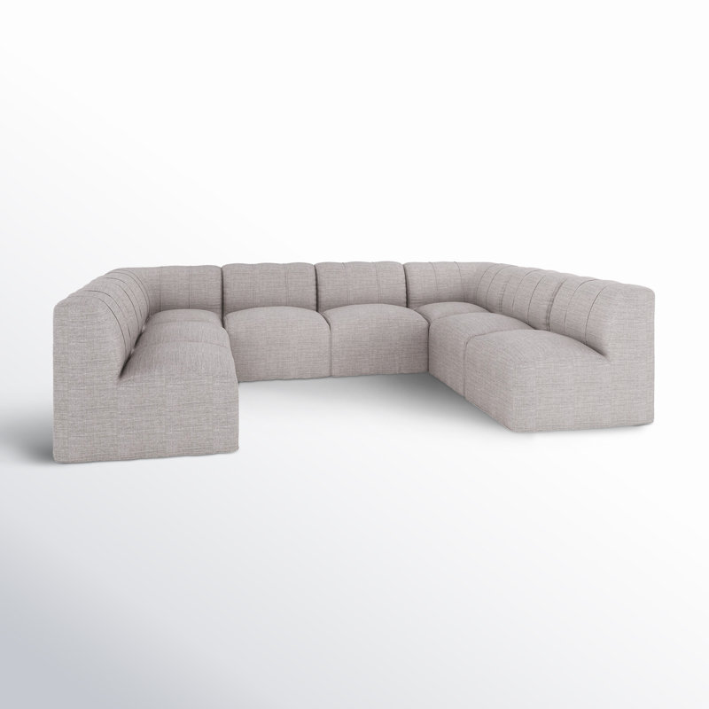 Praia 124" W Fully Assembled Weather Resistant U-Shaped Outdoor Sectional , Cast Silver Sunbrella®