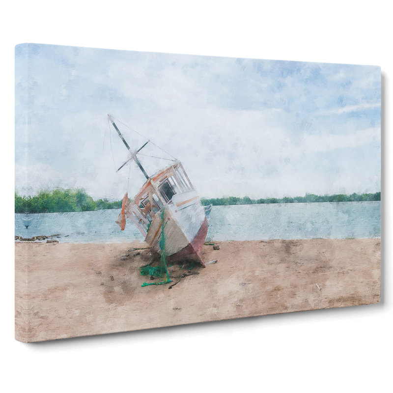 Boat Upon The Beach Vol.2 - Wrapped Canvas Painting, 40cm H x 60cm W x 3cm D