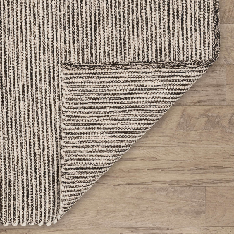 Mixed Stripe Blue/Ivory Handwoven Rug, Runner 2'6" x 8'
