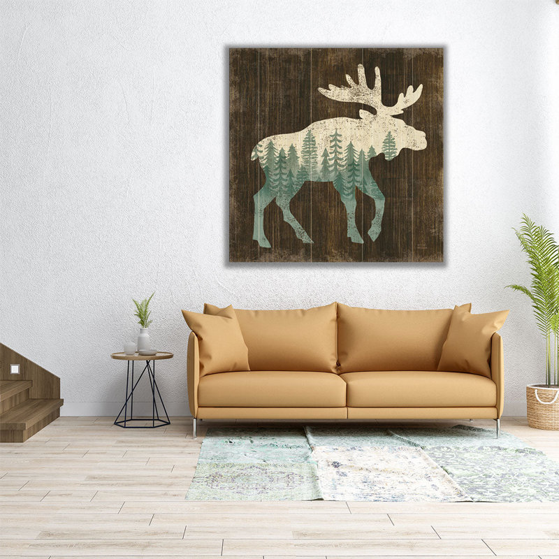 «Simple Living Moose Silhouette», reproduction d'art sur toile, H 40 po x l 40 po