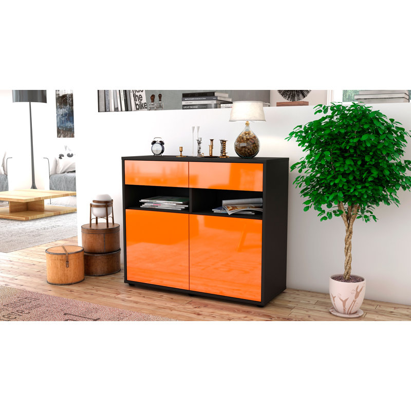 Portola 92cm Sideboard, Anthracite/High-gloss orange