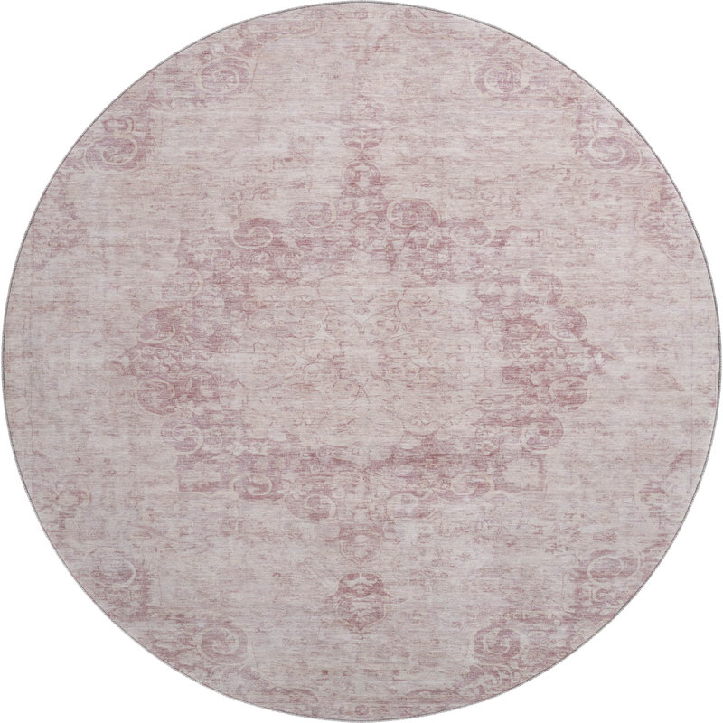 Premium Machine Washable Larock AMF1238 Global Rug, Round 8'