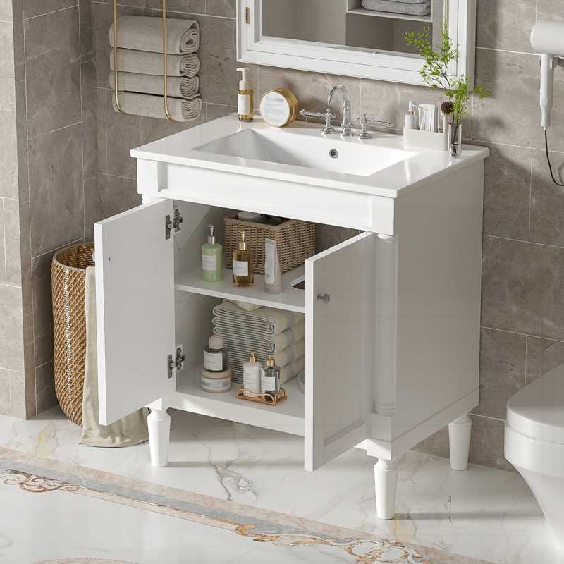 Meuble-lavabo 30 po avec lavabo en céramique, Blanc