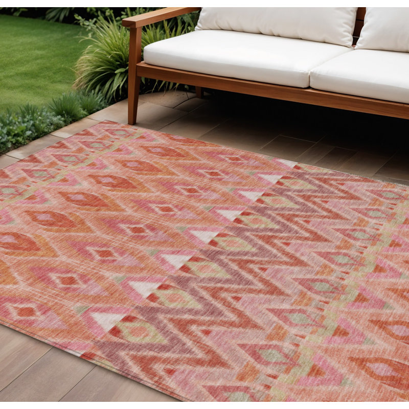 Tapis intérieur lavable rose saumon et rosé 10 pi x 14 pi Southwestern