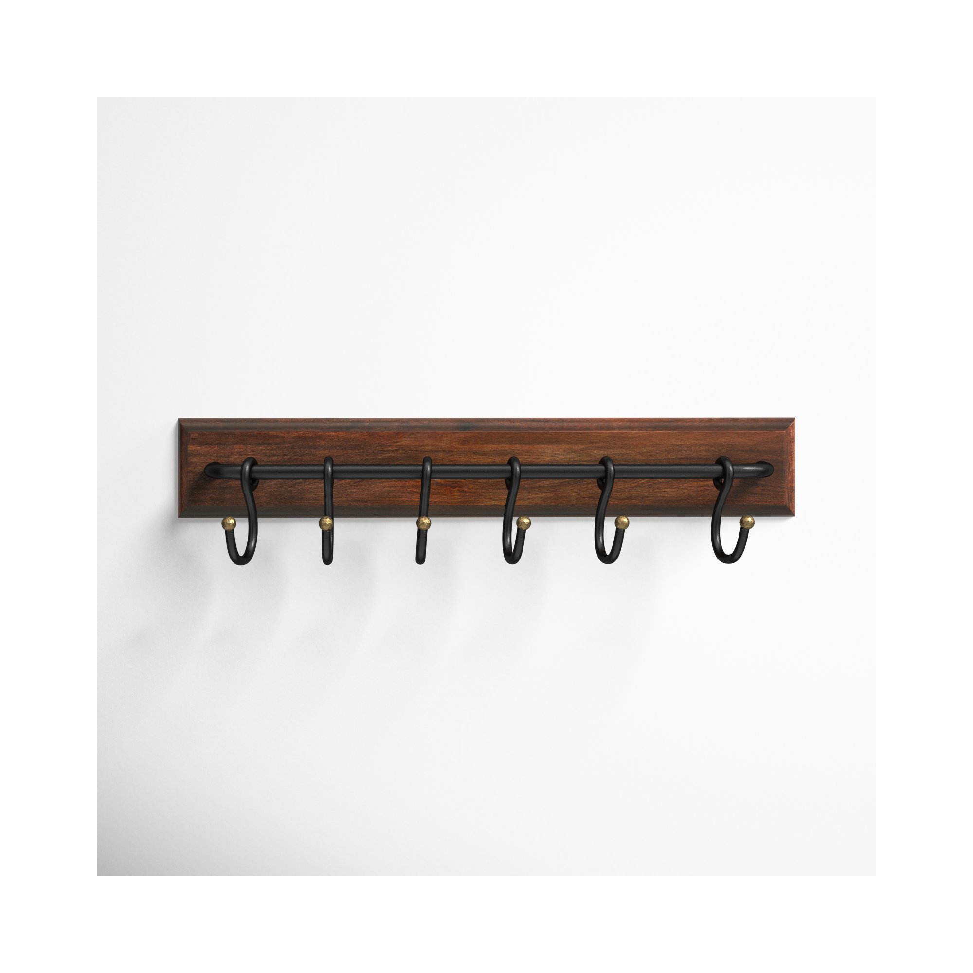 Haverly 6 - Hook Wall Mounted Coat Rack in Brown