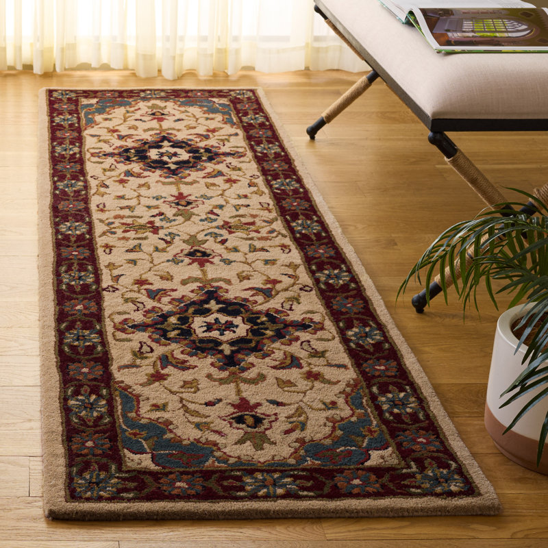 Tapis oriental en laine touffeté à la main Balthrop, Tapis de couloir 2 pi 3 po x 8 pi