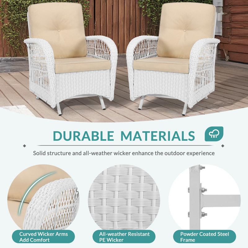 Ensemble de balançoire berçant en osier Meetwarm, Beige