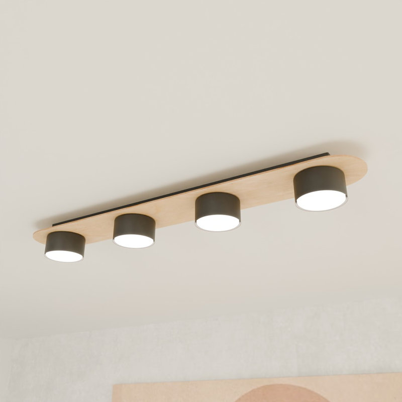 Augustijn Flush Mount, Matte Black/Wood