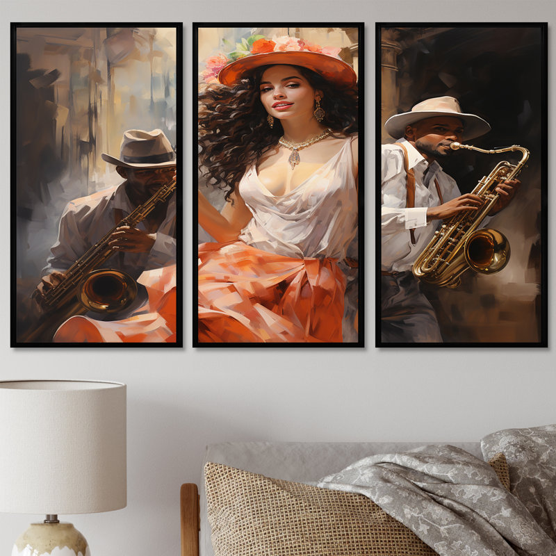 Makris - ensemble d'art mural musicien, Cadre flottant noir, H 40 po x l 60 po x P 1 po