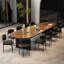 Table de conférence brun noyer + bois massif ovale noir + fer-115197760