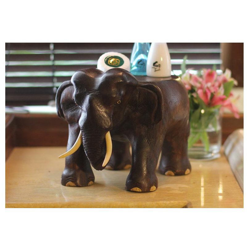Elephant At Work Wood Figurine