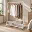 Portant à vêtements en métal avec tablette inférieure pour chambre, blanc, portant robuste