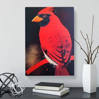 Cardinal Bird Splatter - Wrapped Canvas