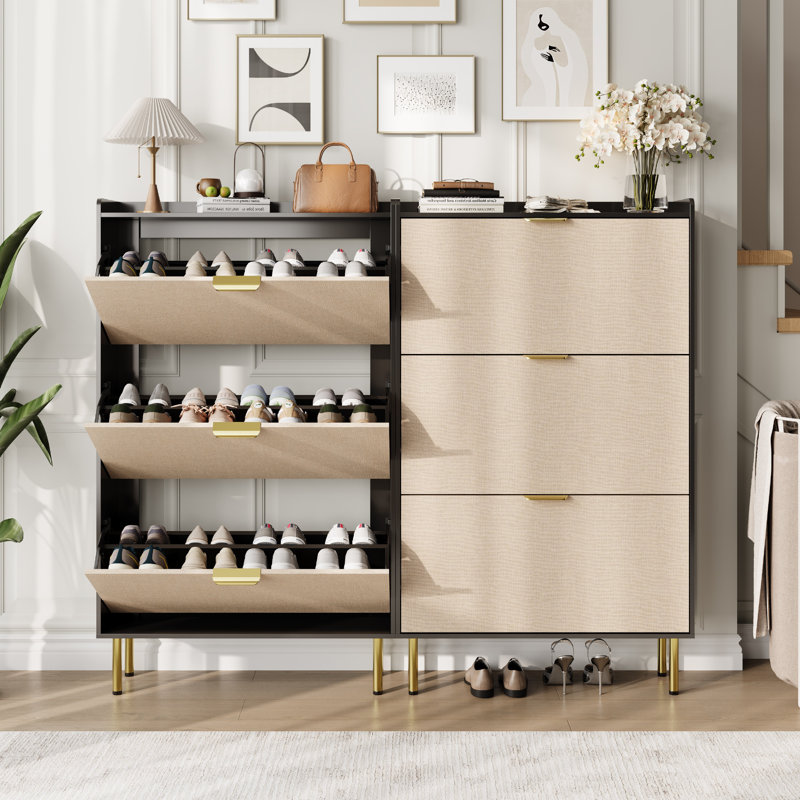 24 Pair Shoe Storage Cabinet, Black