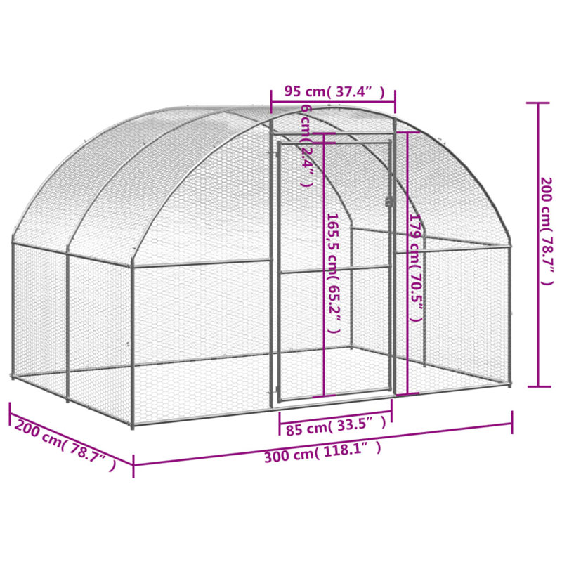 Large Silver Galvanized Steel Outdoor Chicken Coop