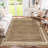 Scalloped Edge Area Rug 5' x 7' Low-Pile Stain-Resistant Fabric Non-Slip Backing Neutral Brown Carpet for Living Room Bedroom and Nursery-913247245-913247247
