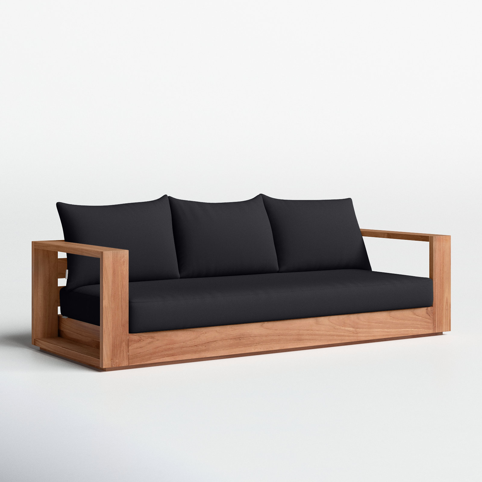 Tulum 87" Teak Patio Sofa, Black