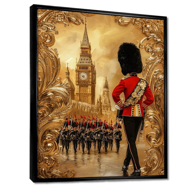 Décoration murale Glam Queen Guard à Londres I - Royaume-Uni, Black, Impression dans un cadre flottant sans passe-parto