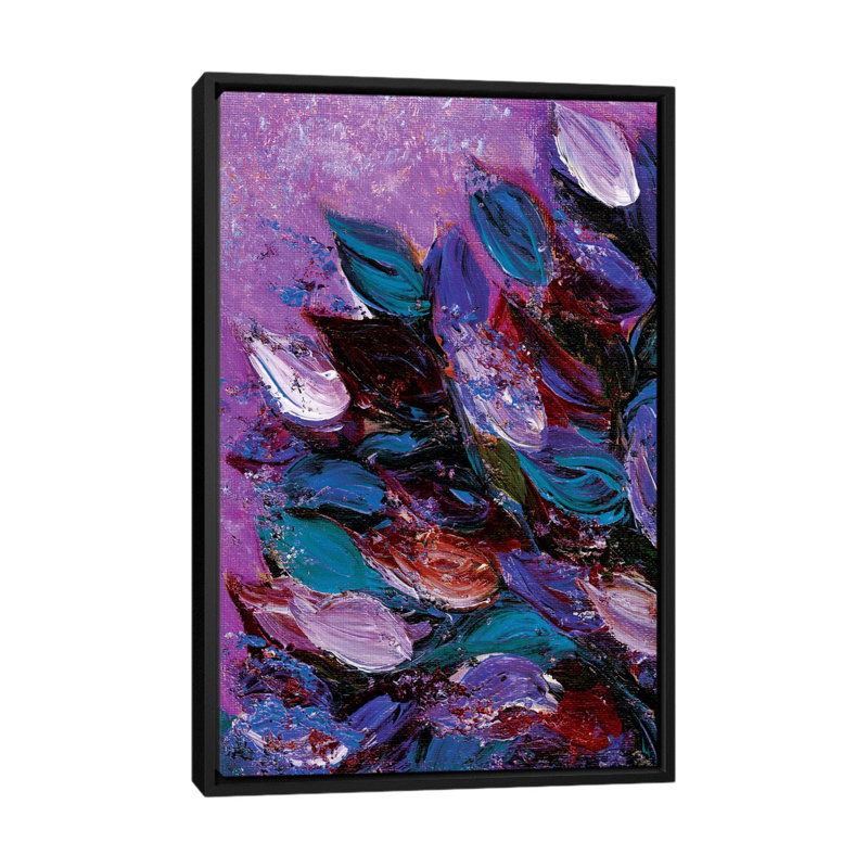 « fleuriing belle v », reproduction d’art sur toile tendue, Toile avec cadre noir, H 26 po x l 18 po x P 1,5 po, Pas de tapis