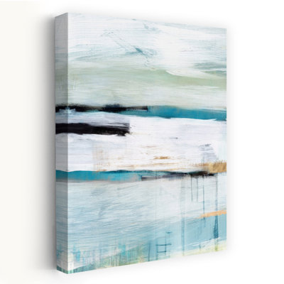 «Tranquil Horizon Over Calm Waters I», art mural abstrait côtier