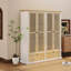 Armoire penderie 4 portes à 2 volets avec 2 tiroirs, naturel +
