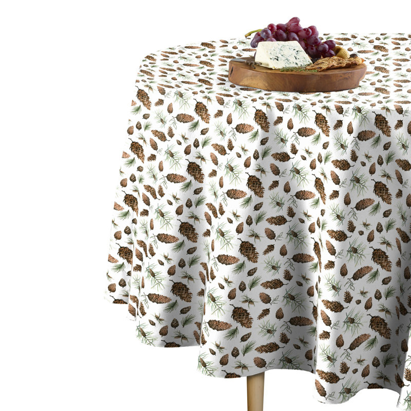 Mccain Pinecones Allover Round Tablecloth, 120" W x 120" L