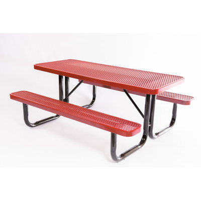 COATEDOUTDOORFURNITURE 6Ft Rect Picnic Table, Expanded, Red