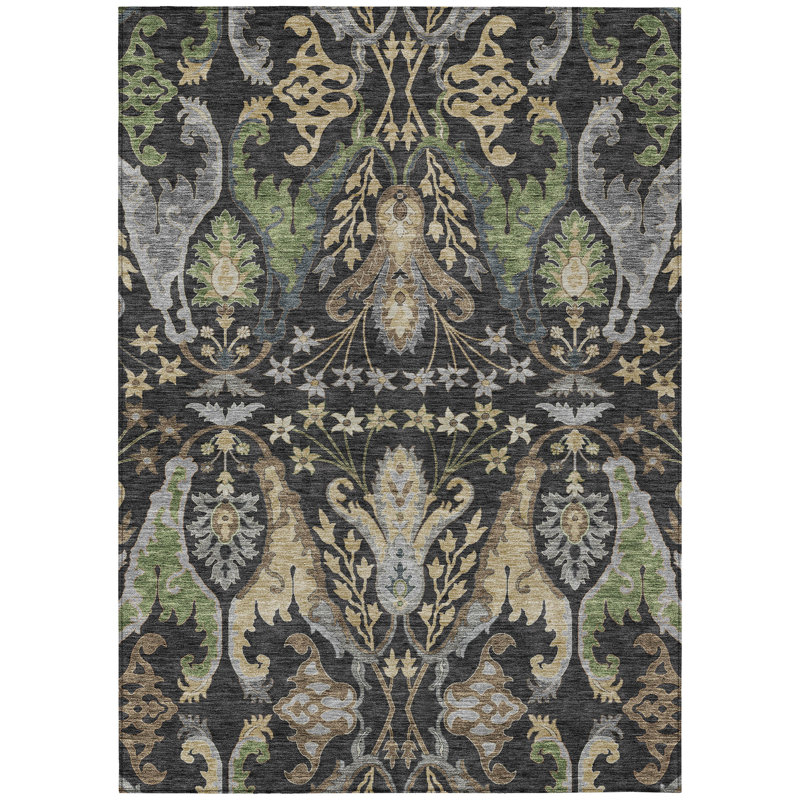 Tapis intérieur / extérieur noir Alfreda , 10 pi x 14 pi