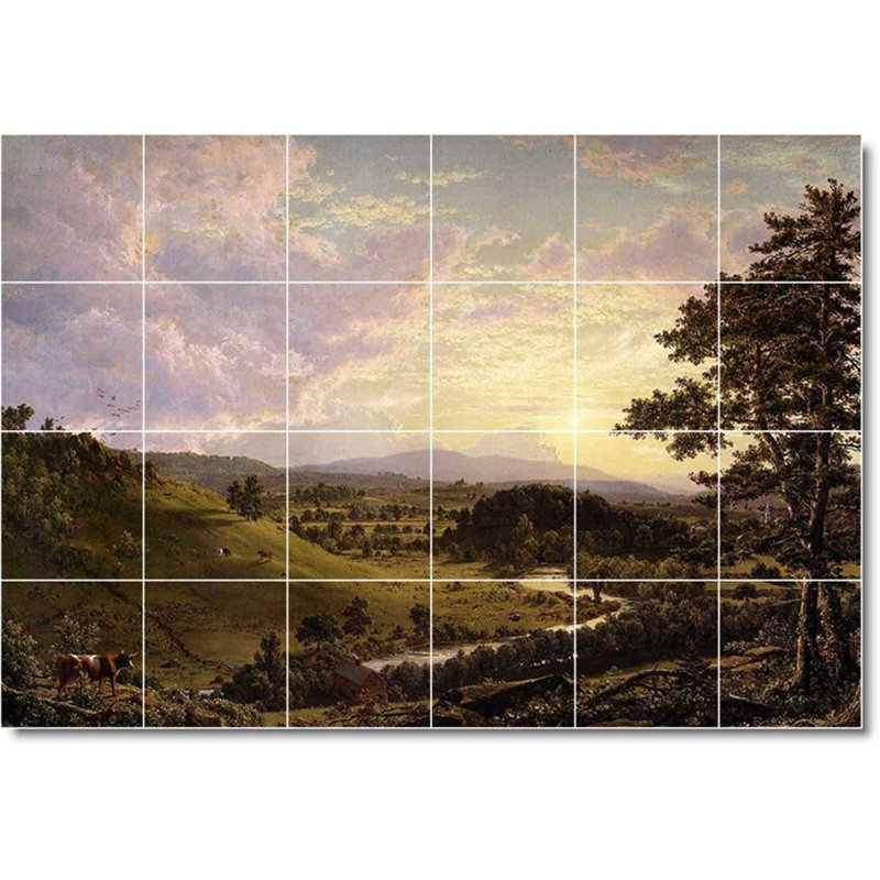 Carreau de céramique décorative 36 po x 24 po 6 po x 6 po, Paysage 01795