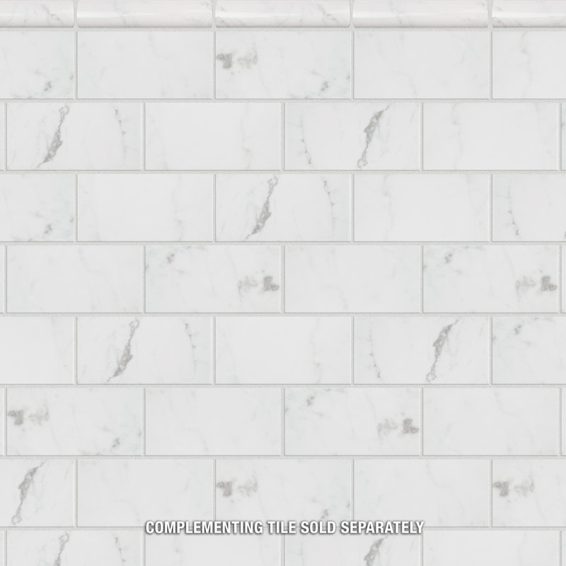 Classico Carrara 6" x 1.25"  Ceramic Pencil Liner Tile Trim in White/Gray