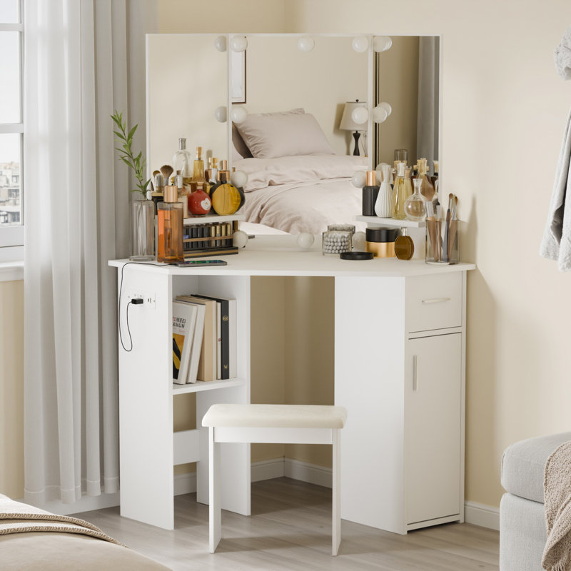 Coiffeuse de maquillage Makarama, Blanc