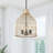 3-Light beige rattan iron art adjustable light pendant lamp