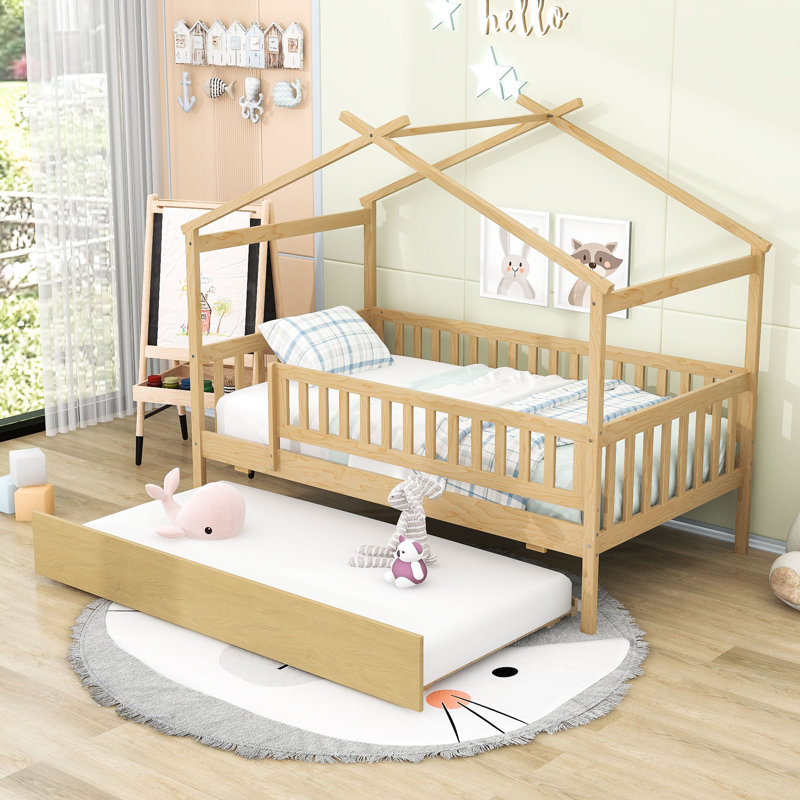 Dustee Wood Daybed with Slats, Natural, Twin
