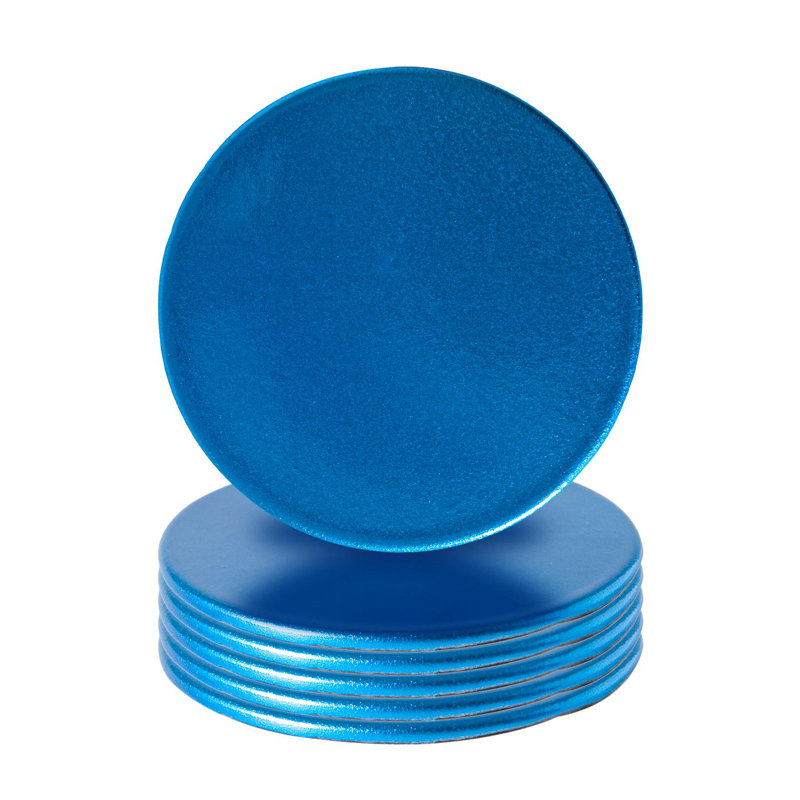 Argon Tableware - 10cm Melamine Coasters - Set of 6 - Metallic Finish, Blue