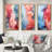 " Liquid Purity Ink Wave Abstract In Red And Blue V " 3 - Pieces-1599881953-1599881963