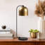 Lampe de table glamour, dorée et noire, 6,7 x 8,7 x 23,6 pouces | Corps en métal durable, douille E14 (40 W maximum) | Diamètre de la plaque de base: 7,1 pouces | Base de 6,3 pouces de hauteur | Câble de 78,7 pouces | Design élégant pour le salon, la chambre à coucher ou le bureau-757052692