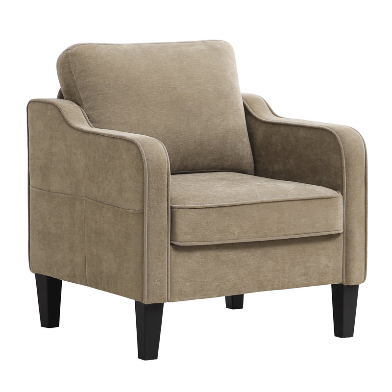 Mid-Century Accent Chairs Featuring Removable Cushions, Brown