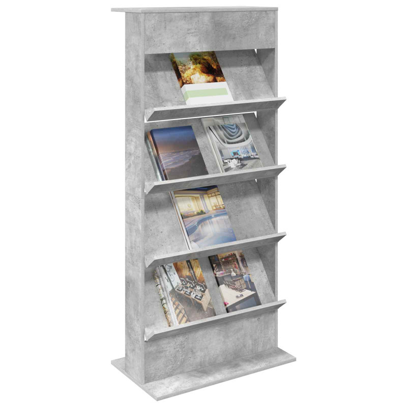 Wood Free Standing Magazine Rack, Concrete Grey