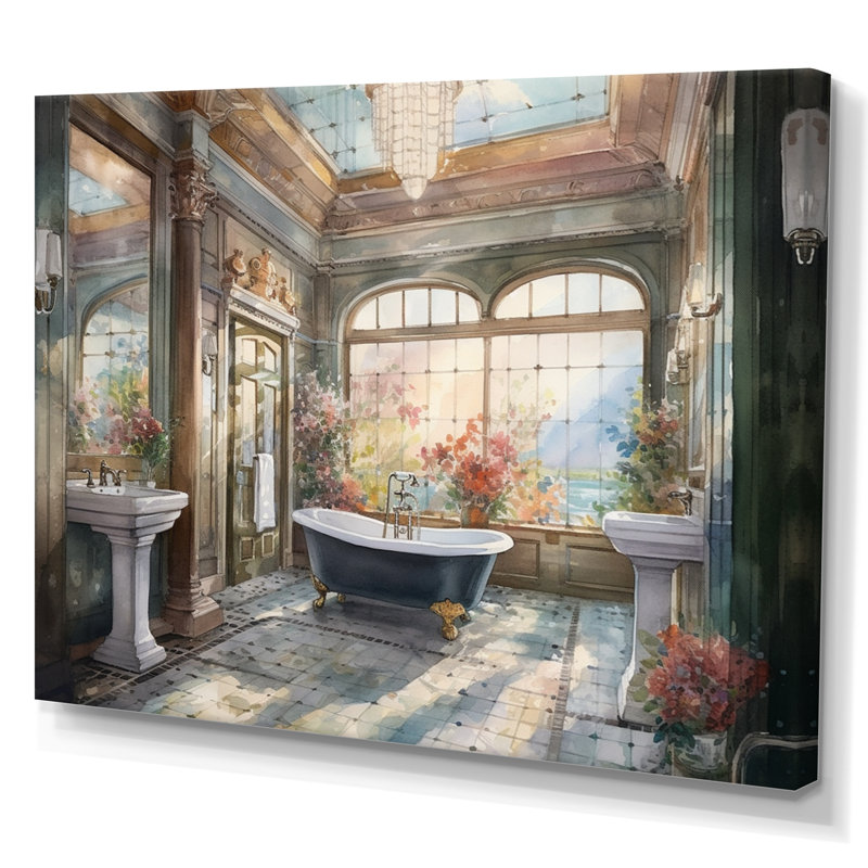 Panig 1900's Bath Oasis II - impression sur toile tendue, H 12 po x l 20 po x P 1 po