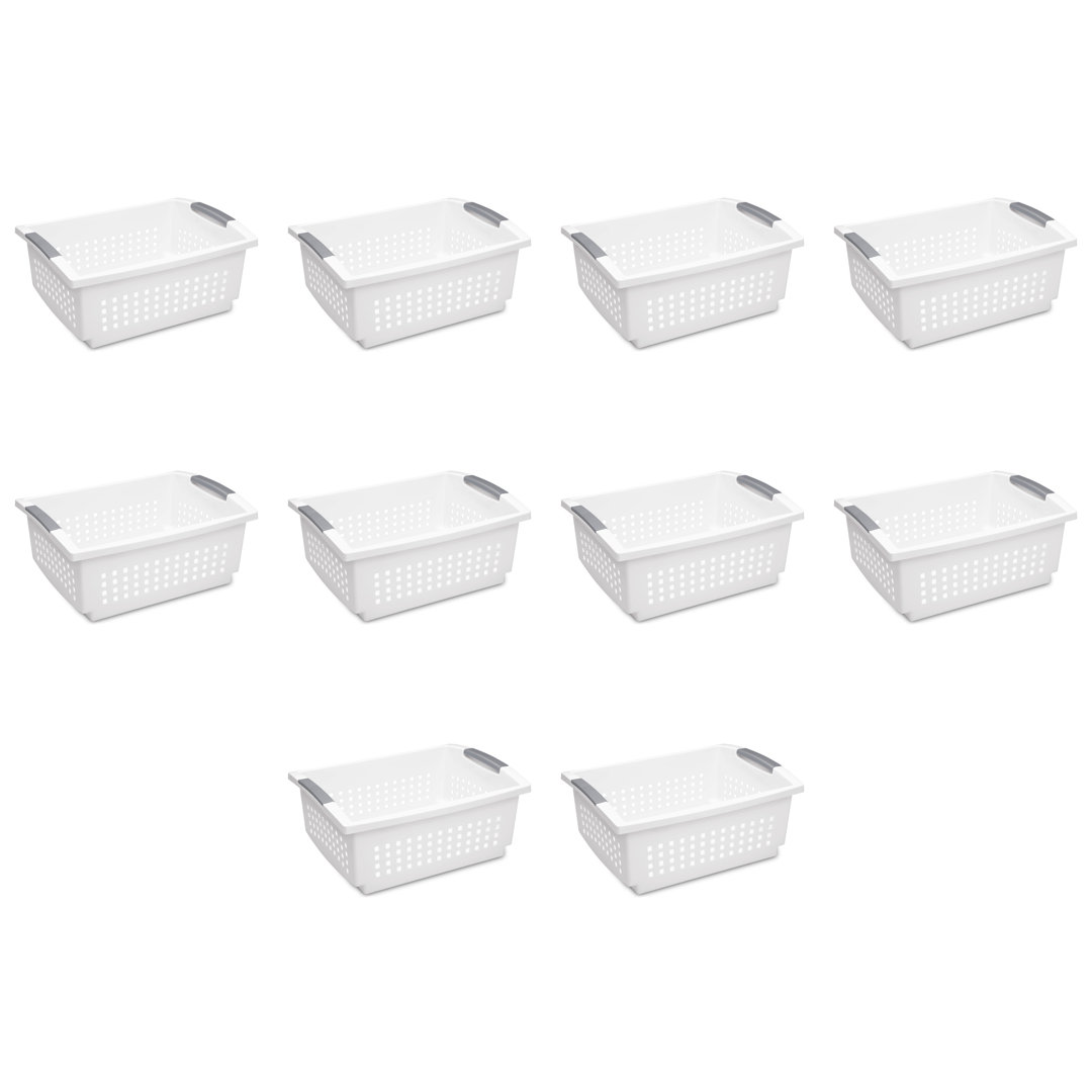 Sterilite Small Stacking Basket, Stack Storage Bins, Organize Closets, Pantry, Bathroom or Classroom (Set of 10) Sterilite