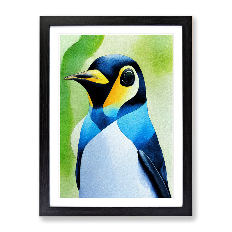 Penguin No.3 - Print, Black Picture Frame, White, 64cm H x 46cm W