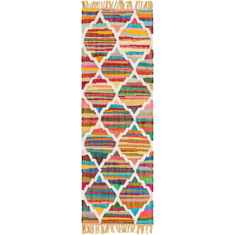 Cotton Geometric Indoor Rug, Runner 2'2" x 6'