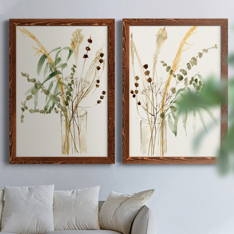 Composition In Vase I - Ensemble de 2 peintures sur toile encadrées, Brun, H 31,5 po x l 47 po x P 1,5 po