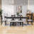 Stanely 6-Piece Extendable Dining Table with Footrest, 4 Linen Upholstered Dining Chairs and Bench-1657487365