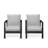 Set Of 2   28" All-Weather Aluminum Patio Armchairs With Thick Light Gray Cushions & Black Frame-1294738755
